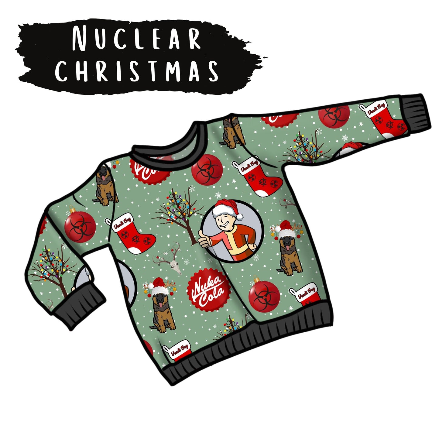 *PRE-ORDER* Fabric Nuclear Christmas Green - 20+ bases