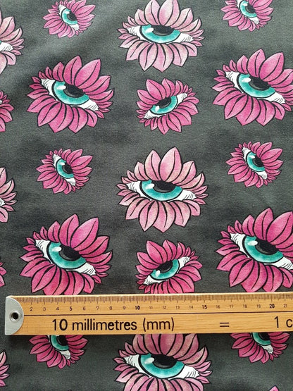 Eye-Flower - Custom Print Cotton Lycra Jersey - per half metre