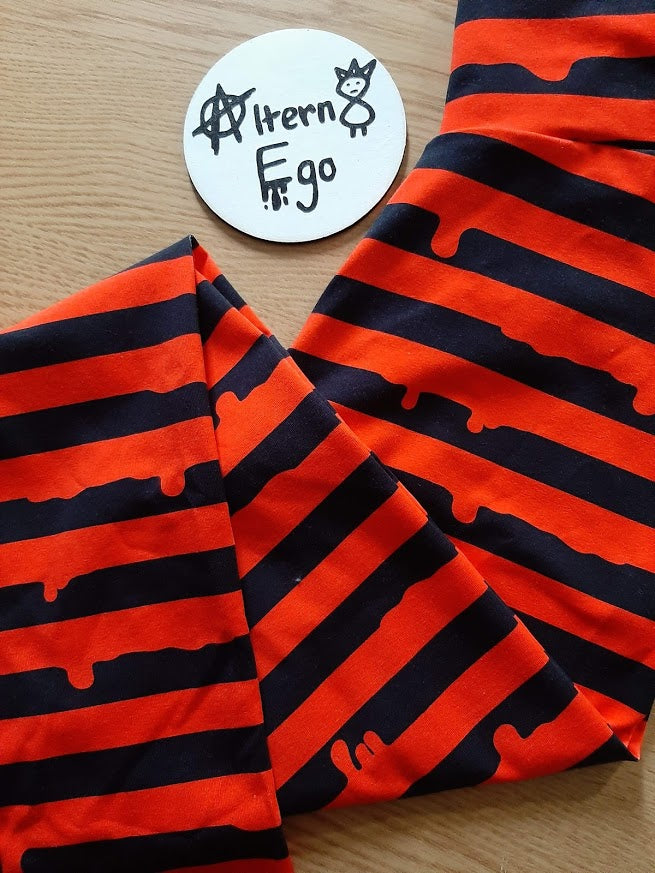 Dripping Stripes Red/Black Cotton Lycra Jersey *EXCLUSIVE* per half metre